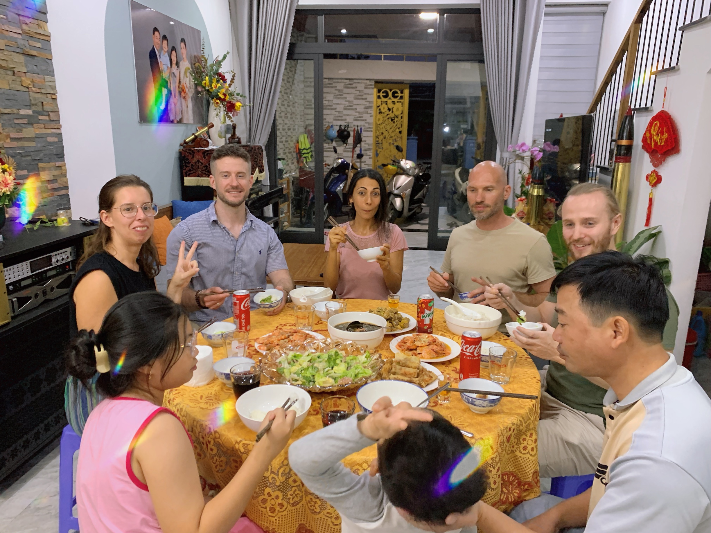 Vietnamese dinner table in a local home in Hoi An
