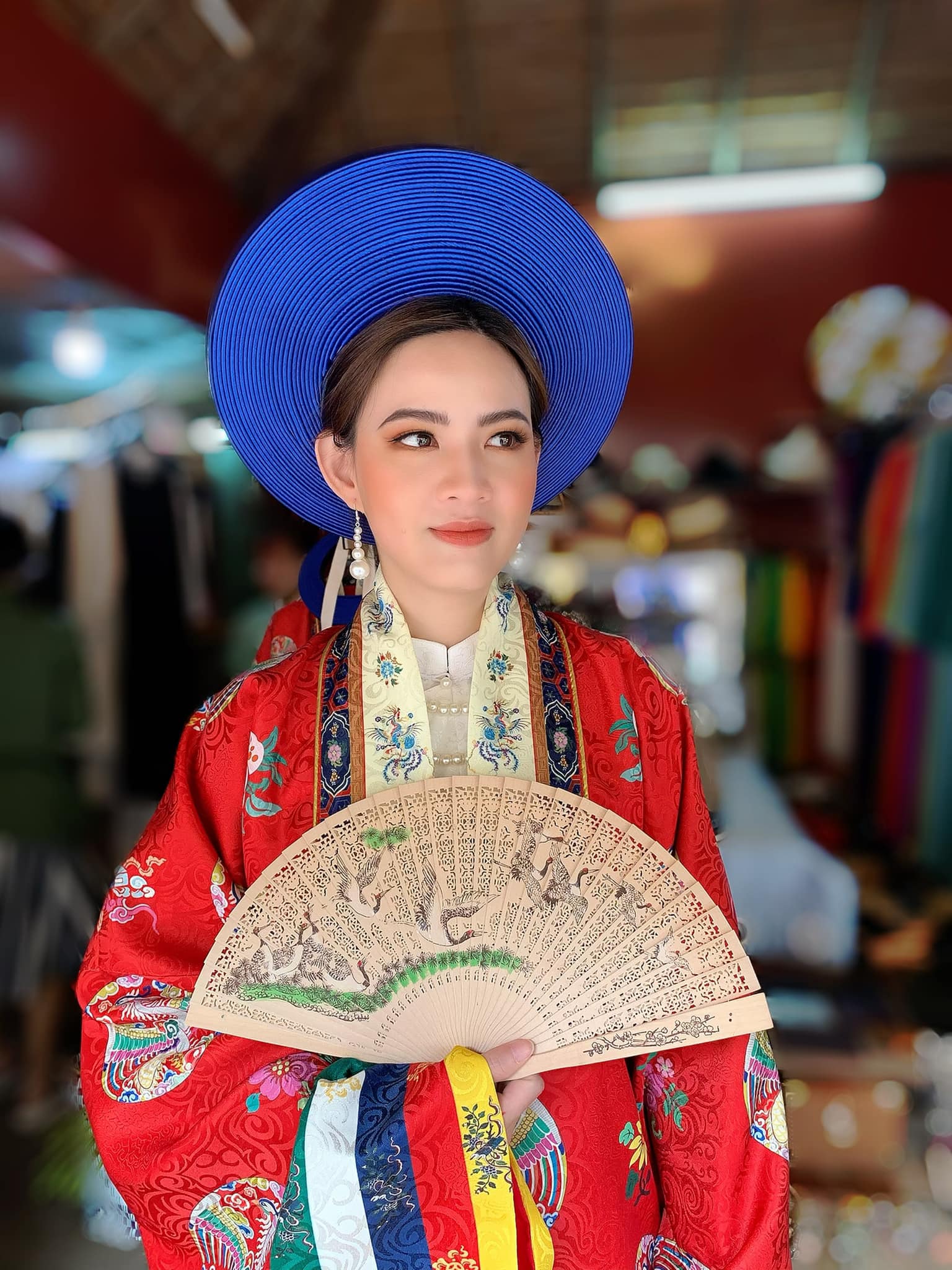 Destination wedding guest makeup and hair styling prepared for an elegant evening in Hoi An