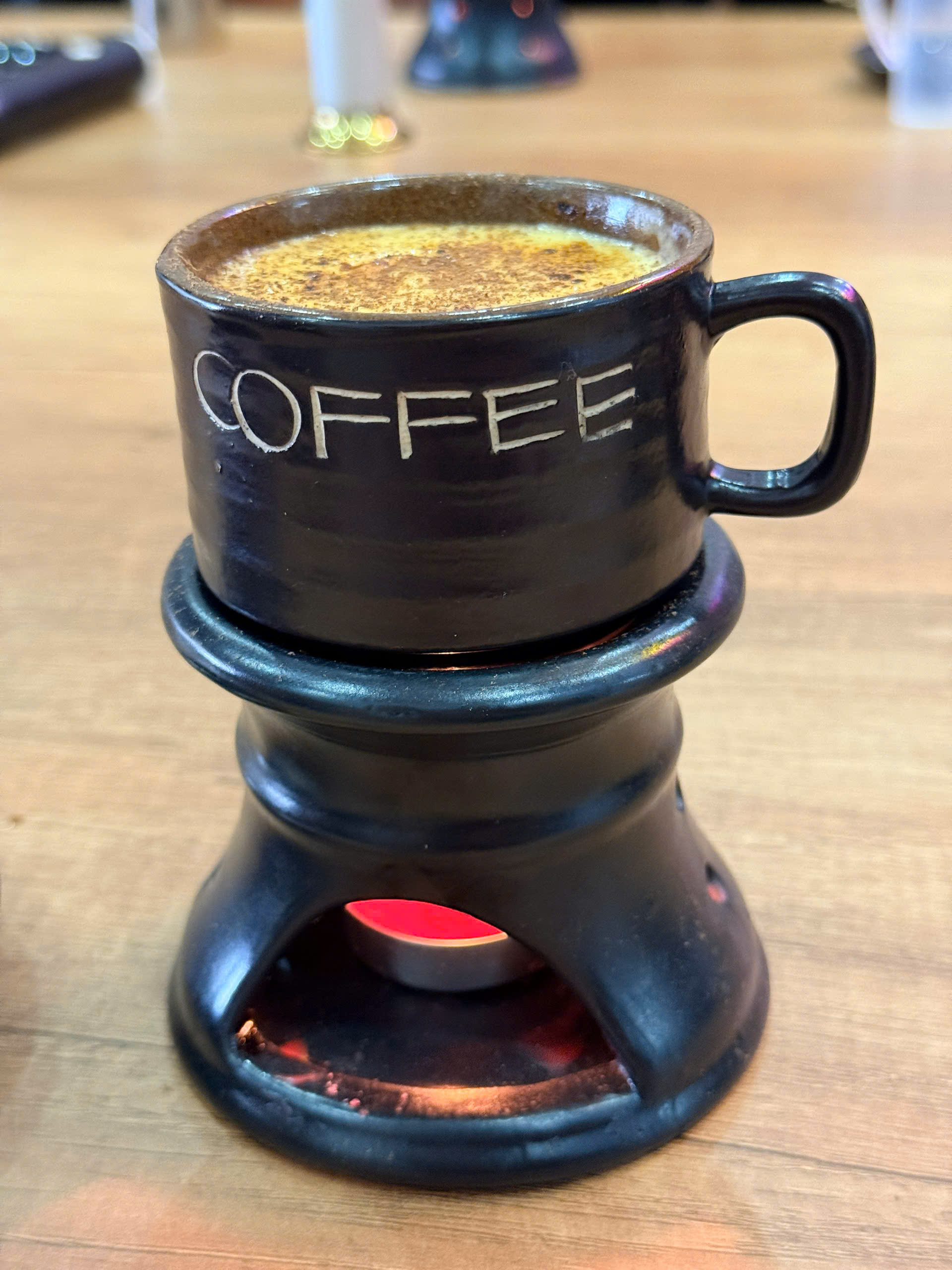 A refined Vietnamese coffee tasting table in Hoi An